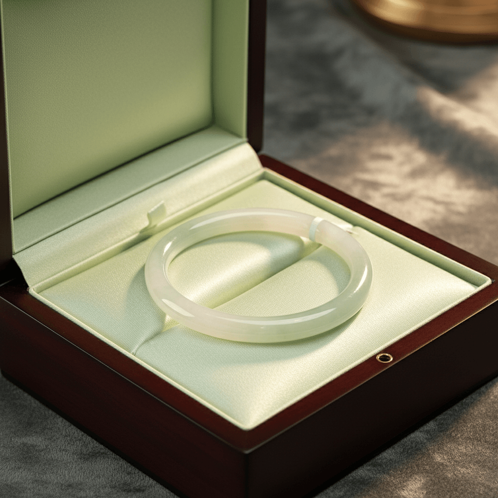 Natural Green Jade Bangle (52mm)
