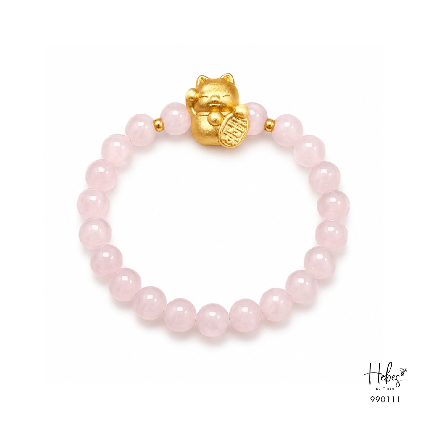 Gold Vermeil Serene Blessing Rose Quartz Bracelet 990111