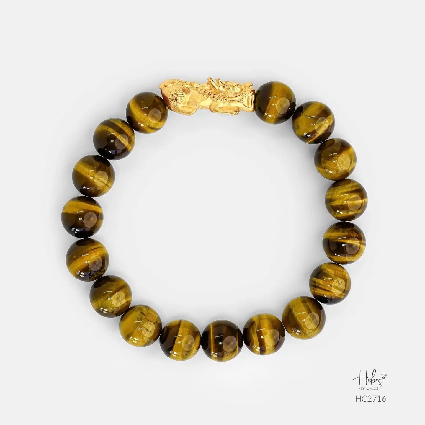 24K Gold Pixiu Yellow Tiger Eye Bracelet (10mm) 992716