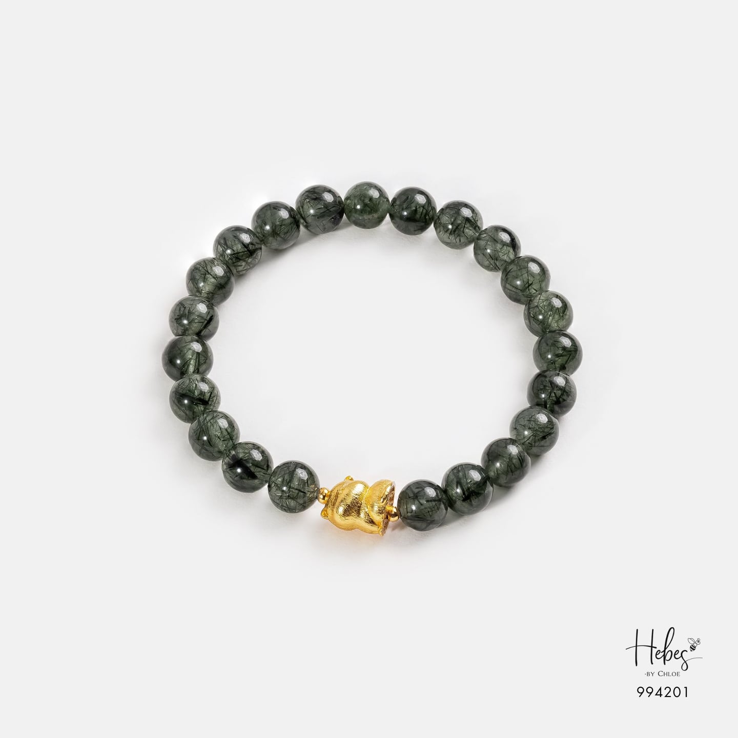 Glimmer Green Rutilated Gold Cat Bracelet 994201