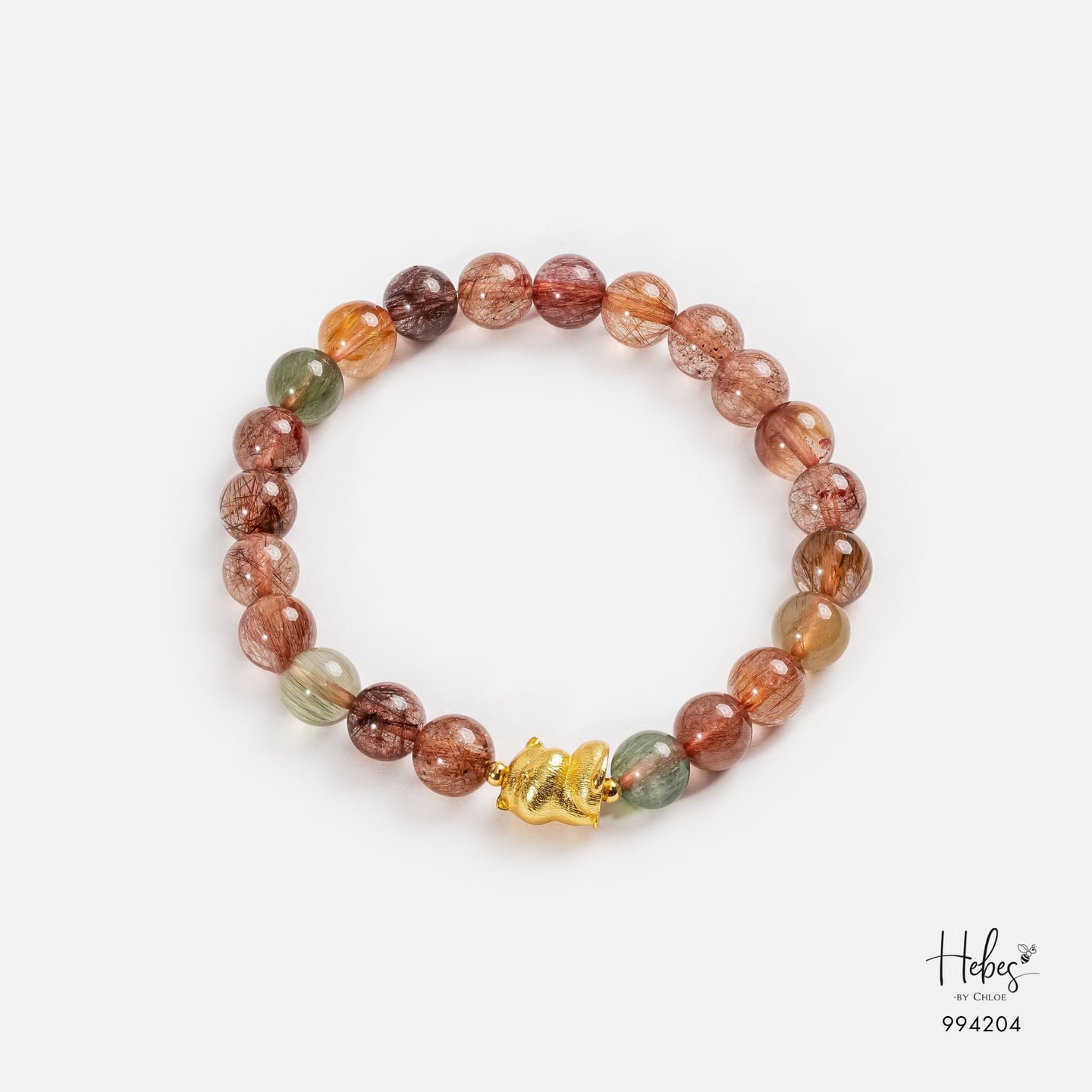 Glimmer Rutilated Quartz Gold Cat Bracelet 994204