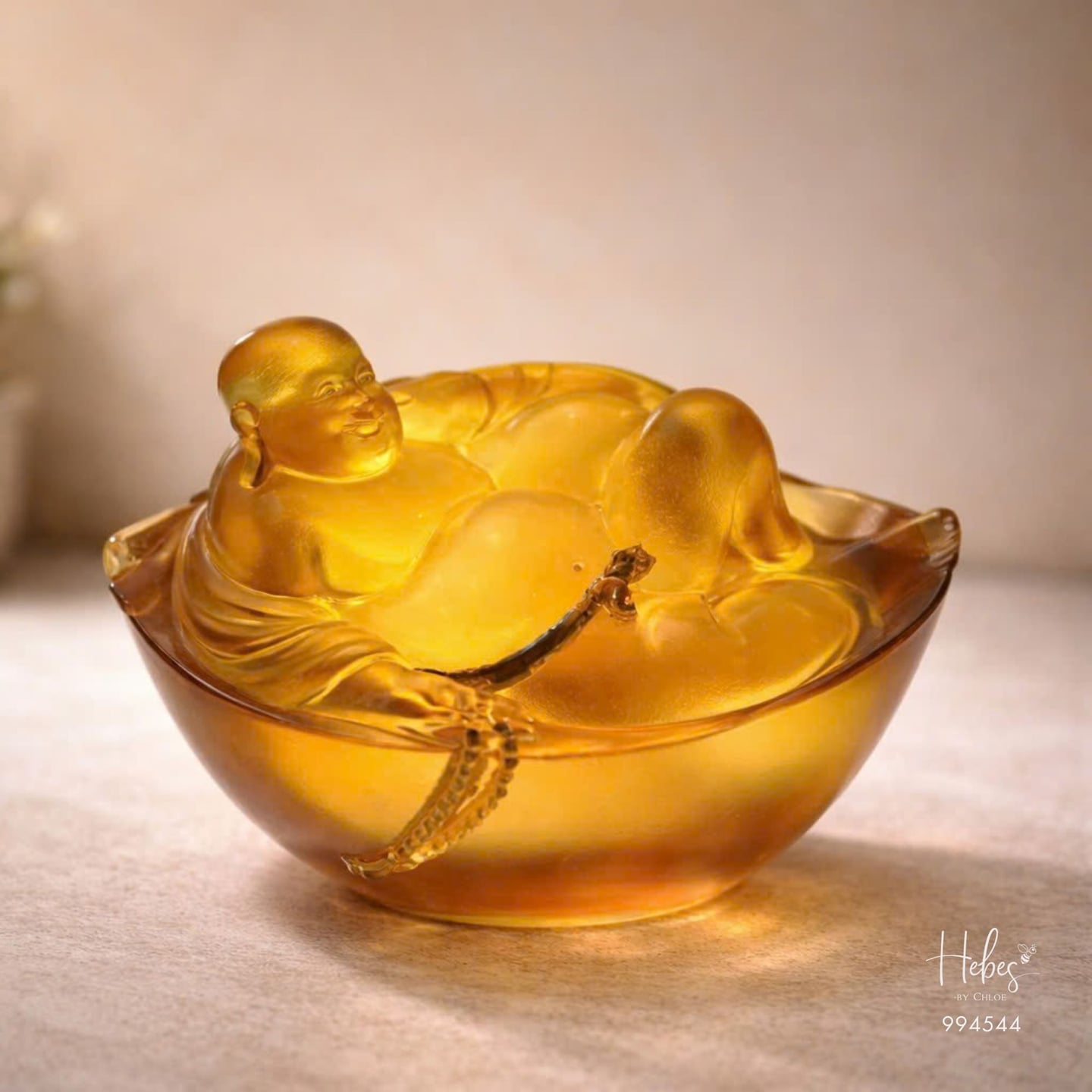 Crystal Feng Shui Laughing Buddha of Wealth Statue 994544