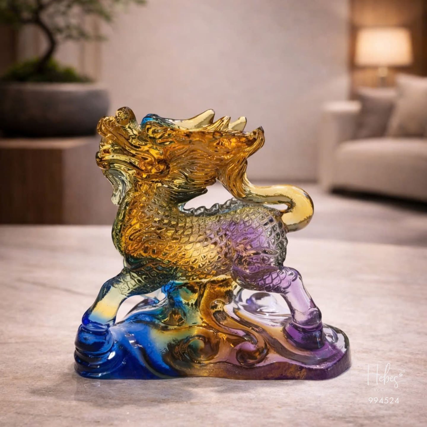 Crystal Feng Shui Qilin Guardian Statue 994524