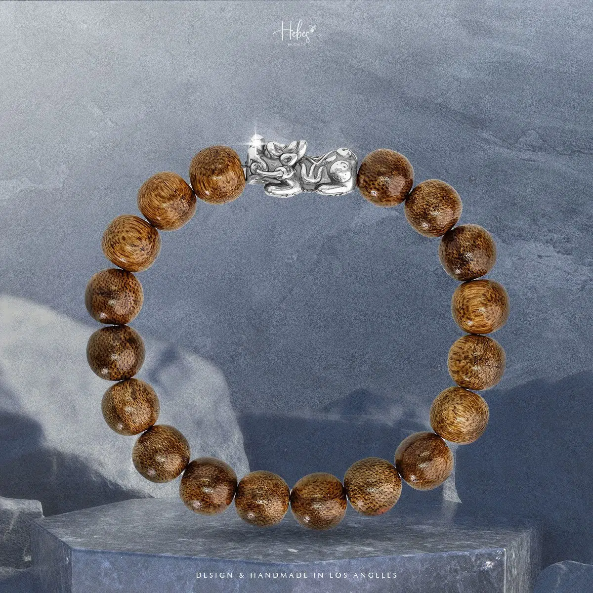 Vietnamese Agarwood Pixiu Dragon Charm Bracelet (12mm) - HC2741